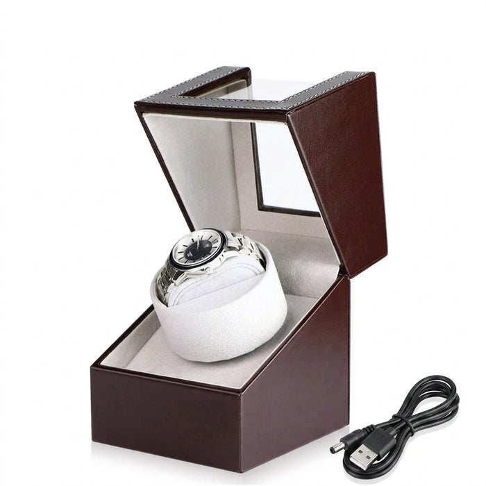 PU Watch Winder for Automatic Watches — 1 or 2 Watch, 2 Rotation Modes