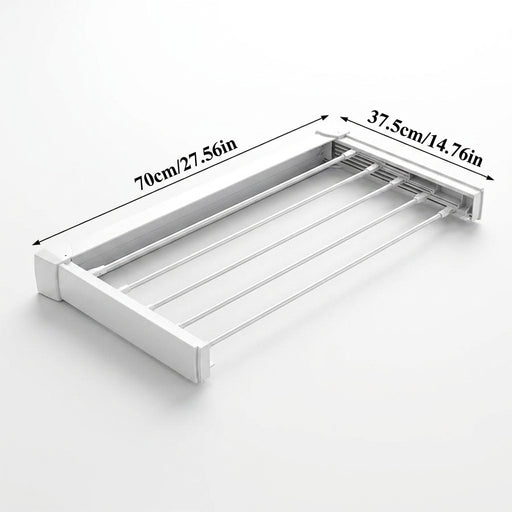 Folding Telescopic Wall-Mounted Towel & Clothes Rack — PVC, Extendable (White/Silver)
