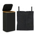 Foldable 2-Section Laundry Hamper with Lid — Bamboo Handles & Removable Bag