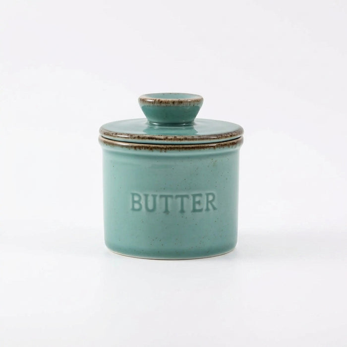 Ceramic Yellow Butter Dish with Lid — Kiln‑Turned Round Countertop Storage