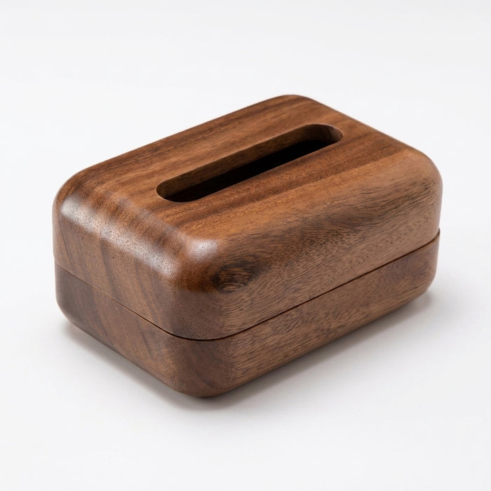 Walnut Solid Wood Tissue Box — Classic Desktop & Living Room Case