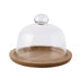Wooden Cake Stand with Transparent Dome — Dessert Plate & Cupcake Display (Turntable)