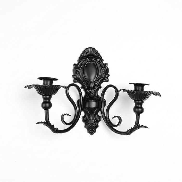 Vintage Black Wall-Mounted Iron Candlestick Holder