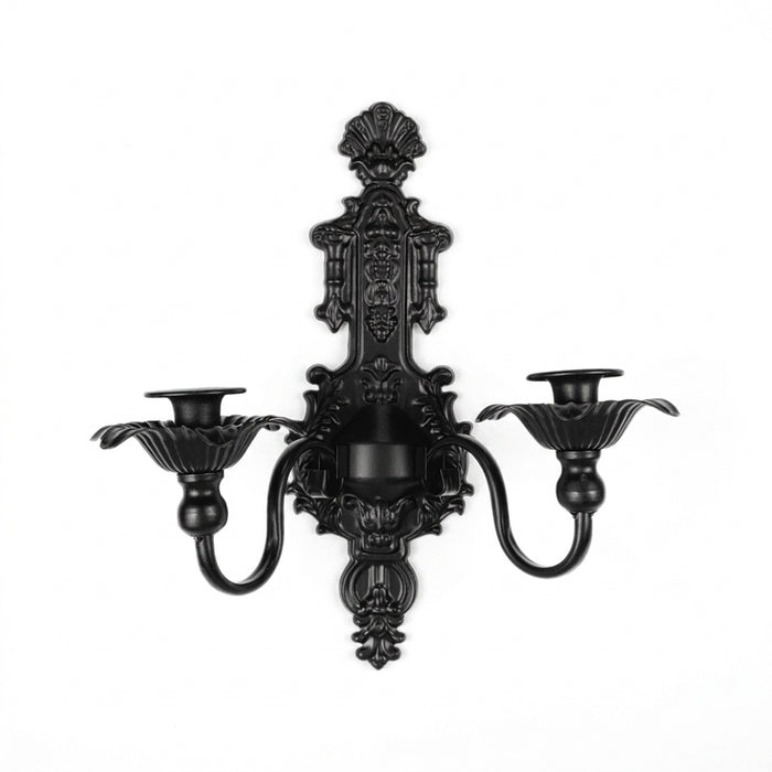 Vintage Black Wall-Mounted Iron Candlestick Holder