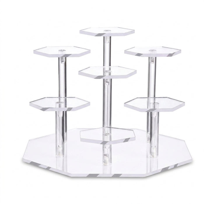 Hexagonal Acrylic Display Stand – Multi-Tier Storage for Jewellery, Cosmetics & Collectibles