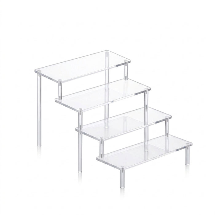 Transparent Acrylic Display Stand — 1–4 Tier Trapezoid Rack for Cupcakes, Perfume & Dolls