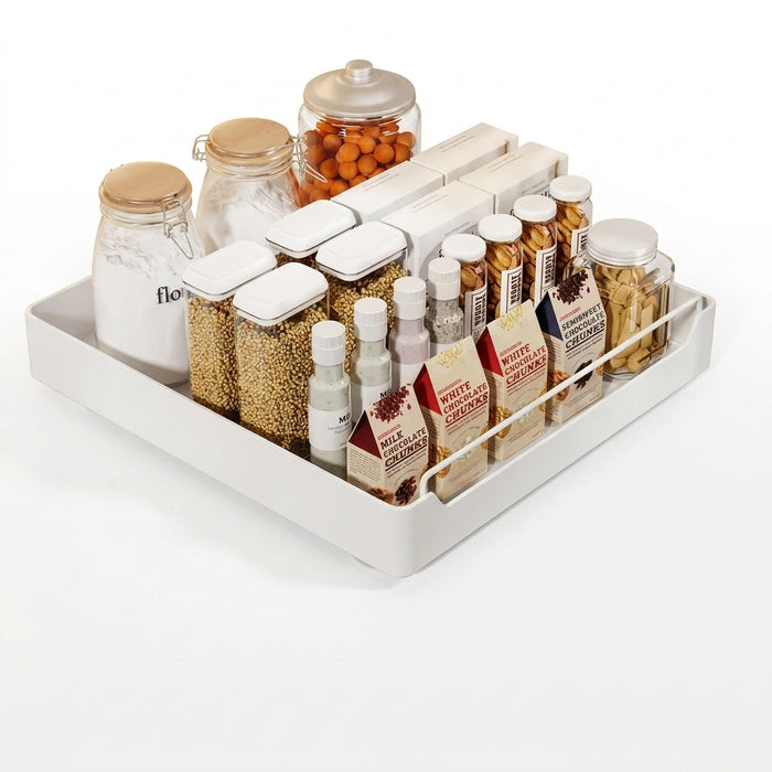 Metal Slide‑Rail Pull‑Out Cabinet Organiser with Self‑Adhesive Base