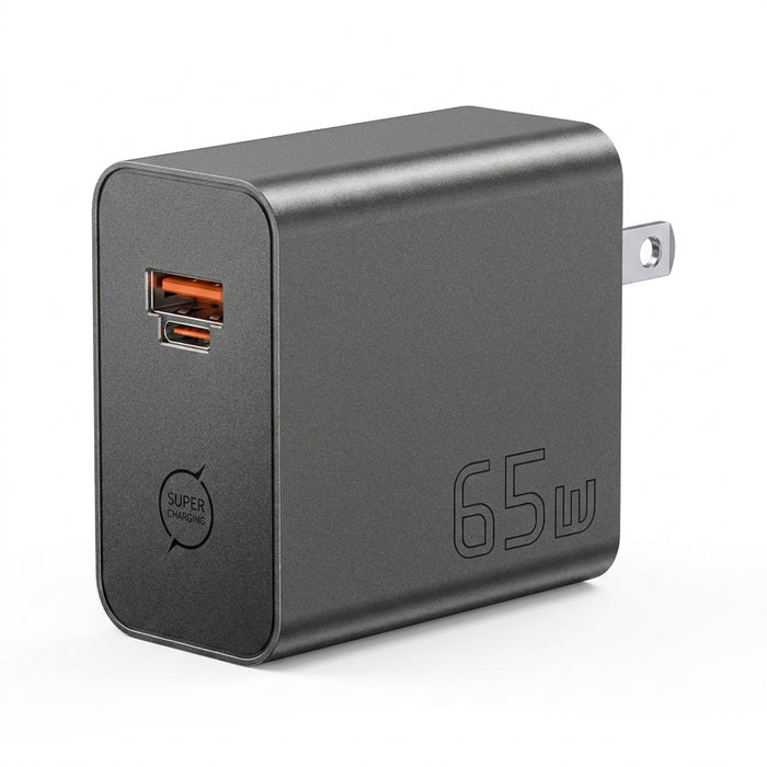 65W GaN Dual-Port Fast Charger PD3.0 PPS QC4.0 – Hybrid USB-C/USB-A