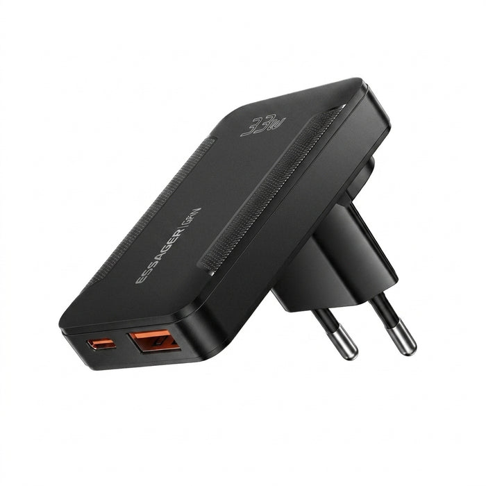 Essager Ultra-Thin 65W GaN Pro Travel Charger — PD3.0 & QC4.0, USB‑C/USB‑A