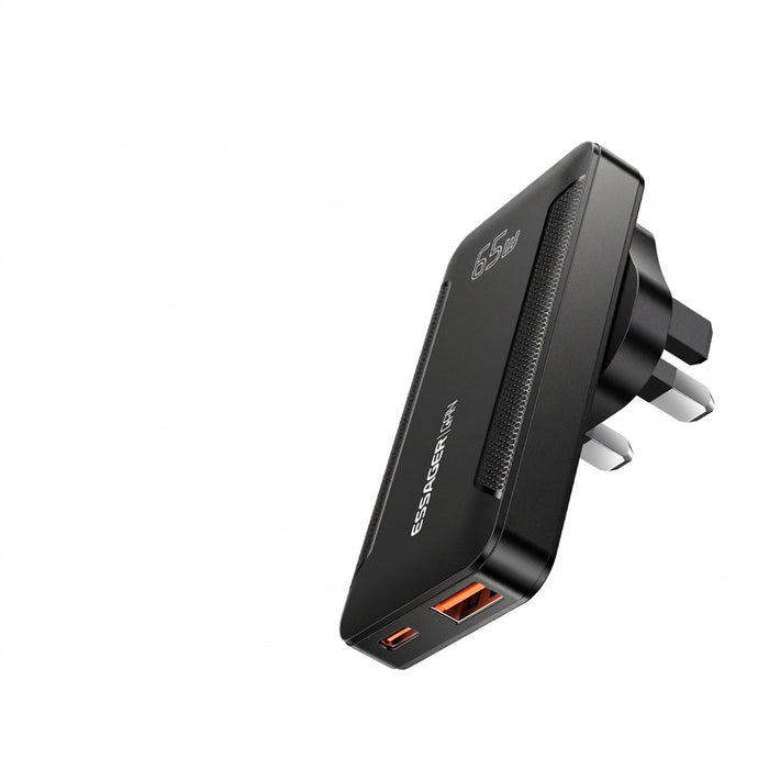 Essager Ultra-Thin 65W GaN Pro Travel Charger — PD3.0 & QC4.0, USB‑C/USB‑A