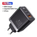 QOOVI 65W GaN 3‑Port Charger – USB‑C PD & Quick Charge 4.0, 2x USB‑C + USB‑A