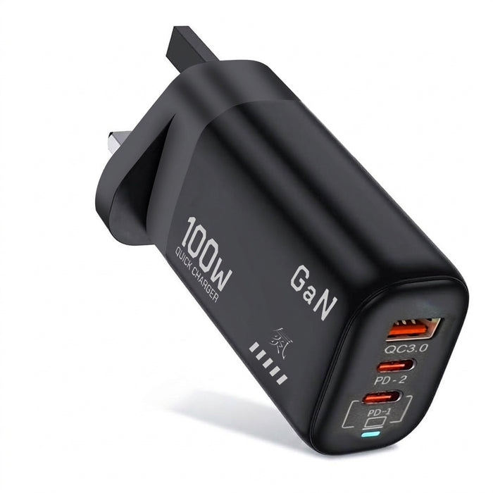 100W GaN USB‑C PD Charger (QC3.0, PPS) – Fast Charge for Laptop, iPad, iPhone 15/16 Pro Max, Samsung