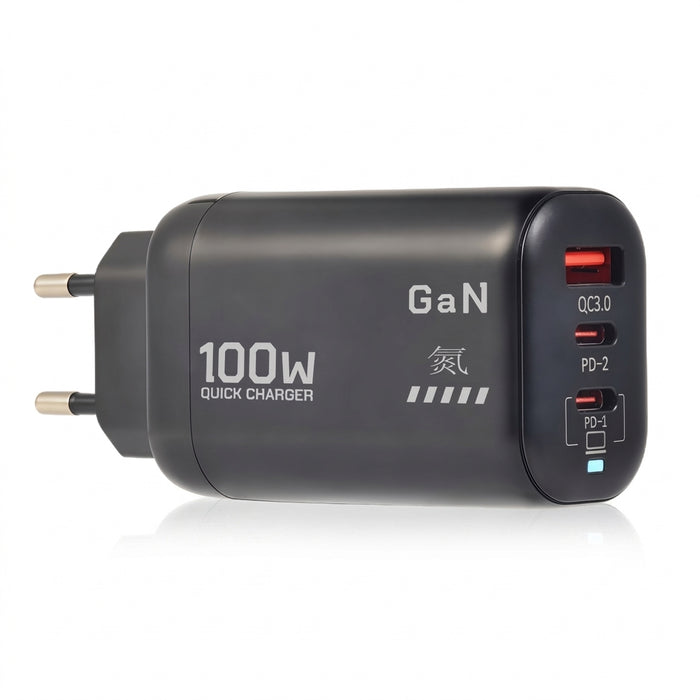 100W GaN USB‑C PD Charger (QC3.0, PPS) – Fast Charge for Laptop, iPad, iPhone 15/16 Pro Max, Samsung