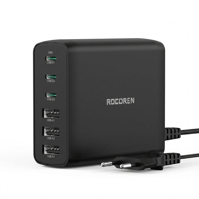 100W GaN USB‑C PD Fast Charger – Quick Charge 4.0/3.0 Desktop Station for iPhone 17 Pro Max