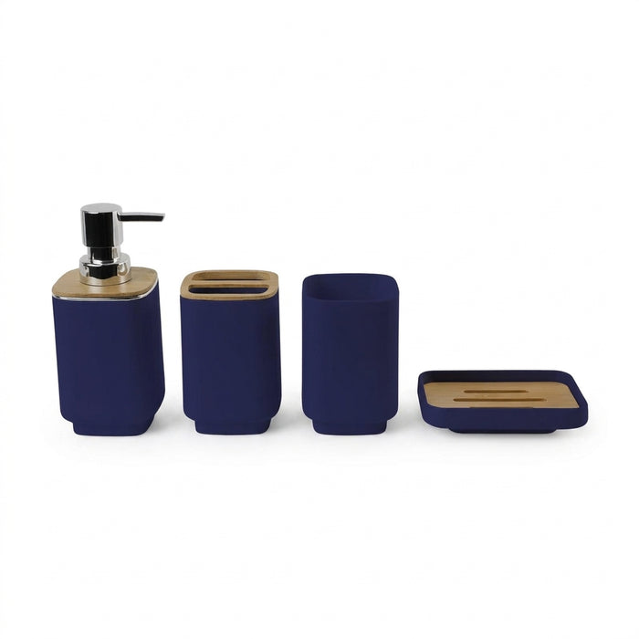 4-Piece Bathroom Accessory Set — Dispenser, Toothbrush Holder, Cup & Soap Tray