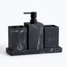 4-Piece Marble-Pattern Resin Bathroom Set — Lotion/Soap Dispenser, Toothbrush Holder, Tumbler & Tray (Black or White)