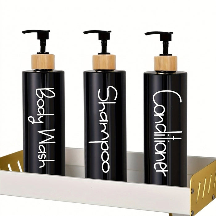 3-Pack Refillable Hand Pump Soap Dispensers – 500ml, Bamboo & Plastic