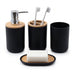 4‑Piece Bathroom Accessory Set – Plastic with Bamboo Toothbrush Holder, Cup & Soap Dish (1‑pc Lotion Dispenser option)
