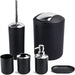 6-Piece Plastic Bathroom Accessory Set — Toothbrush Holder, Dispenser, Soap Dish & More