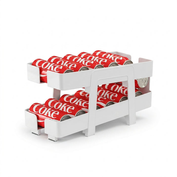 Expandable 2‑Tier Can Storage Rack – Transparent Double‑Layer Fridge Stacker