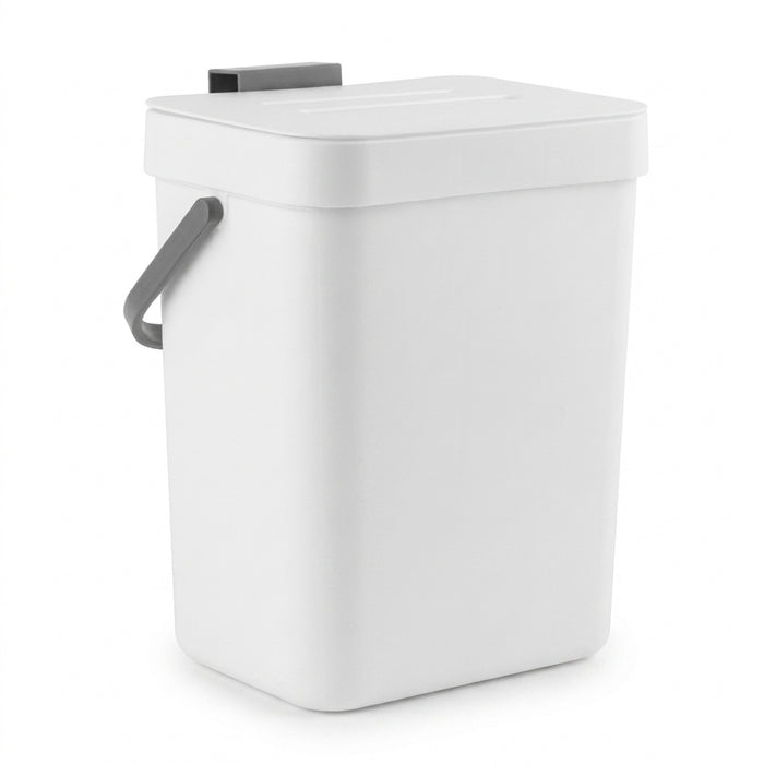 Kitchen Food Waste Bin — Small Countertop Compost Caddy with Lid, Wall-Mountable (3L & 5L)