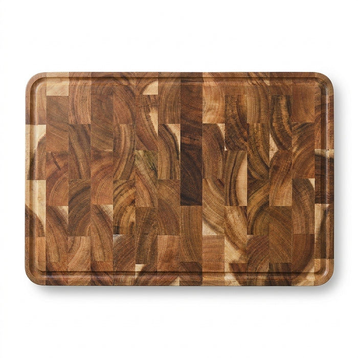 Acacia End-Grain Cutting Board 35×25×2.6cm — Seamless Splice, Damp-proof