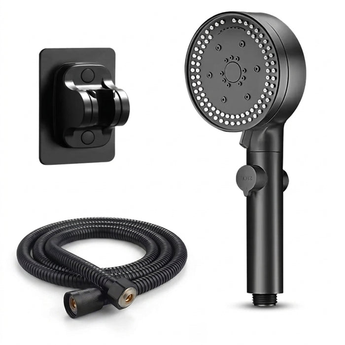 8-Mode High-Pressure Black Handheld Shower Head — Water-Saving, Fall-Resistant