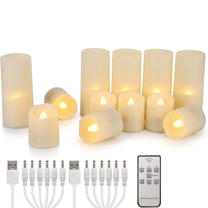 Rechargeable LED Tea Lights with Timer & Remote — Flameless Candles for Weddings & Home