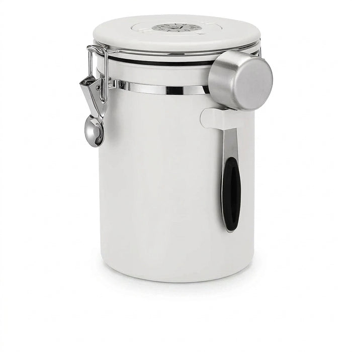Airtight Stainless Steel Coffee Canister 22oz (1800ml) with Scoop — Black