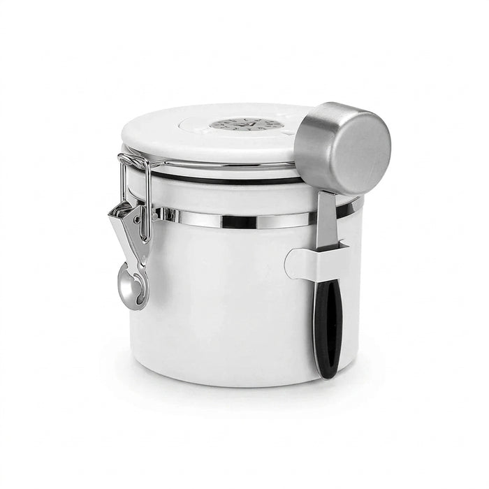 Airtight Stainless Steel Coffee Canister 22oz (1800ml) with Scoop — Black