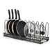 Expandable Pan & Lid Organiser Rack – 10 Adjustable Dividers, 2 Metal Frames