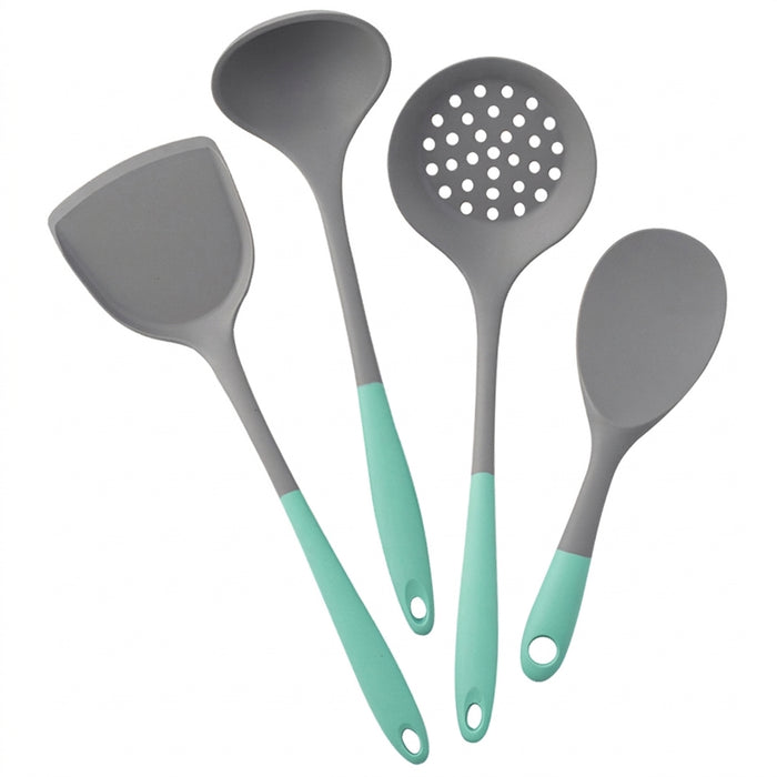4-piece Silicone Kitchen Utensil Set — Pot Shovel, Slotted Spoon, Soup Spoon & Ladle