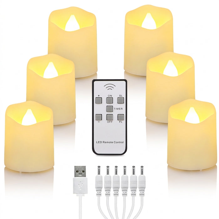 Rechargeable LED Tea Lights with Remote & Timer — Flameless Warm and Colour Modes
