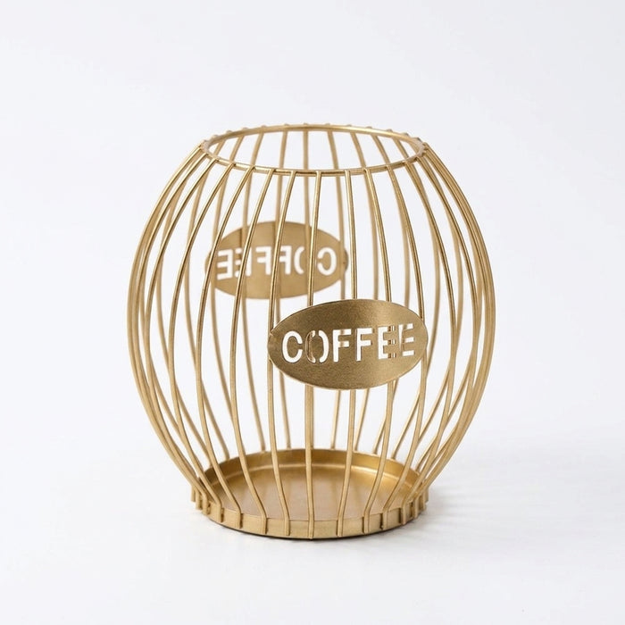 Large Capacity Iron Coffee Pod Holder – Stackable Capsule Storage (Black or Gold)