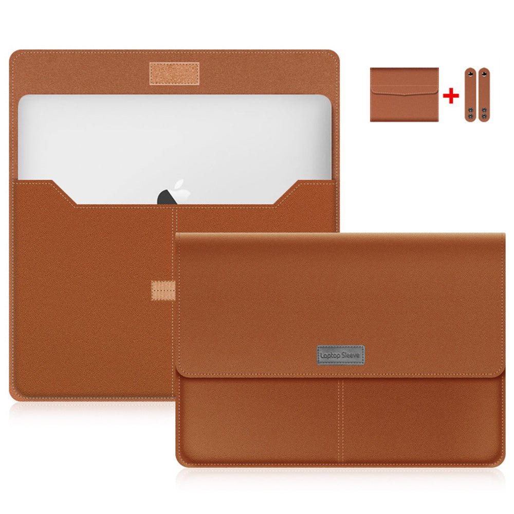 Waterproof Laptop Sleeve Bag PU Leather - 13.3-14 inch Laptop Protection with Organizer & Cable Holder - Perfect for Travel & Storage - Shopsta EU